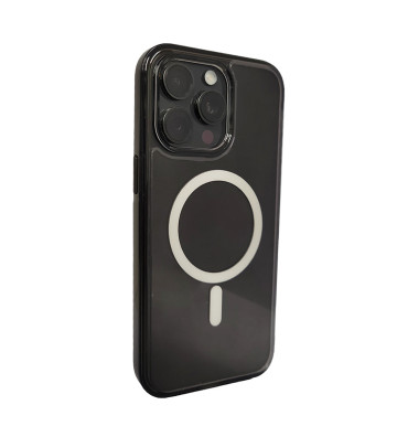 Funda Magsafe negra transparente MK para iPhone 16 Pro