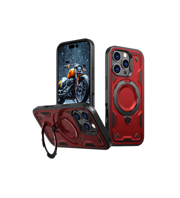 Tough Armor MagSafe Rotating Case For iPhone 15 Pro Max – Red