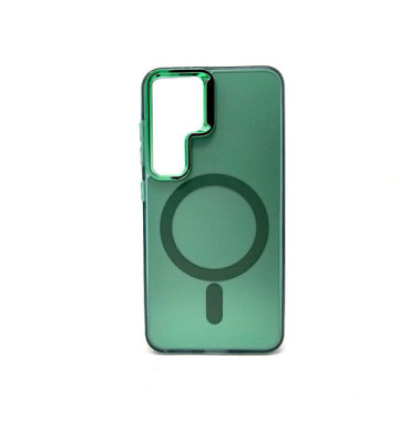 Samsung Galaxy S25 Ultra - Coque en silicone avec anneau magnétique et bordure chrome MAGNETO.