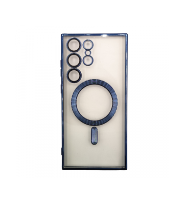 Coque Silicone avec Anneau Magnétique à Bords Chromés pour Samsung Galaxy S25 Ultra