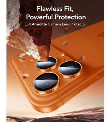 Protecteur de Lentille iPhone 17 Pro/17 Pro Max – Verre Trempé 9H, Anti-Rayures, Compatible Flash, Orange