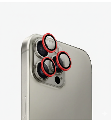 Protection arrière “Slim Eye” en verre trempé pour caméra Apple iPhone 16 Pro / 16 Pro Max Rouge