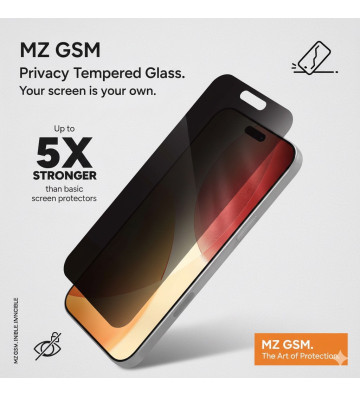 Apple iPhone 15 / 15 Pro / 16 – Privacy Tempered Glass Screen Protector