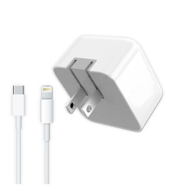 Câble USB-C vers Lightning + Adaptateur de puissance double compact Type-C+C dans l'emballage 35W