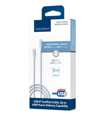 Câble tressé USB-C vers USB-C Insignia 1,5 m (4,9 pi)