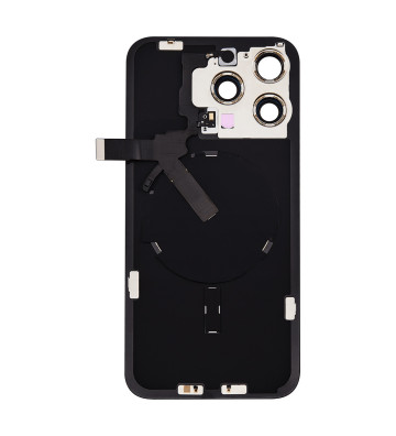 Cristal trasero para iPhone 15 Pro Max + placa de acero + imán MagSafe preinstalado + NFC y linterna flexible (titanio azul)