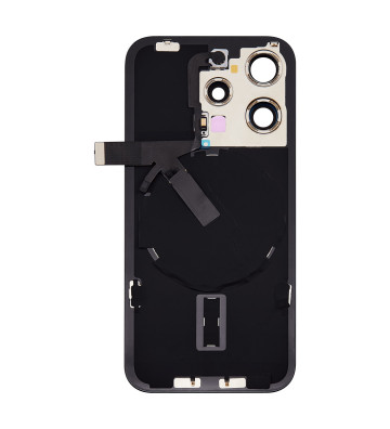 Cristal trasero para iPhone 15 Pro Max + placa de acero + imán MagSafe preinstalado + NFC y linterna flexible (titanio blanco)